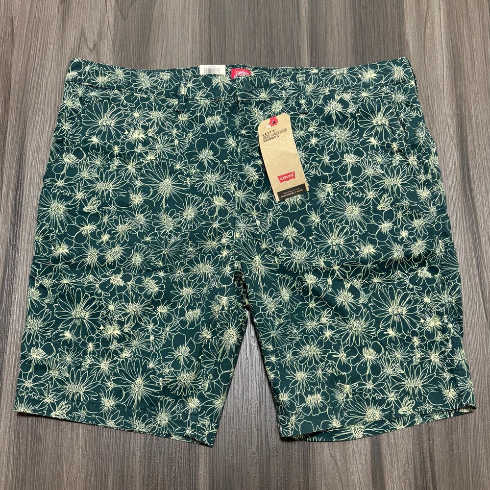 Levi’s Shorts Men’s 40 Green XX Chino Flat Front Floral Stretch Regular Fit